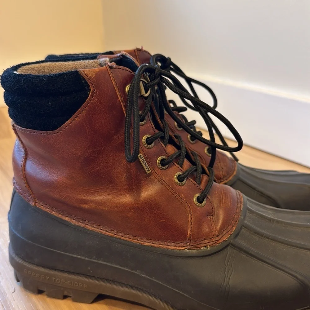 Men\'s Sperry Brewster Duck Rain Boot US Size 7 Dark Tan Waterproof Size 12 - Sperry Brewster | Waterproof Duck Boots | Dark Tan  main image 3